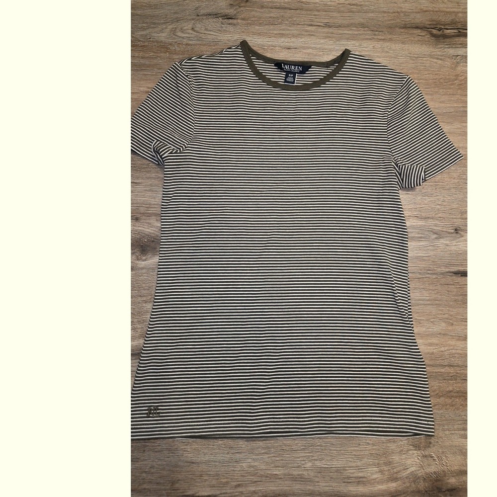 EUC Ralph Lauren size S Striped Tee T-Shirt short sleeve Olive Green
